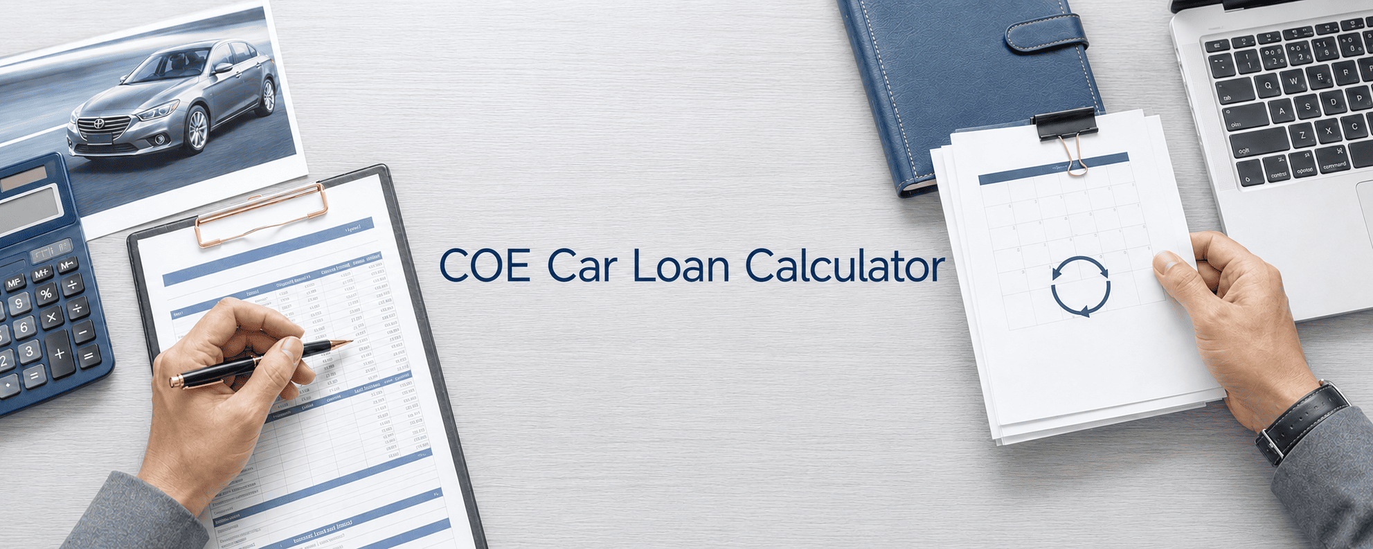 Car loan calculator and paperwork