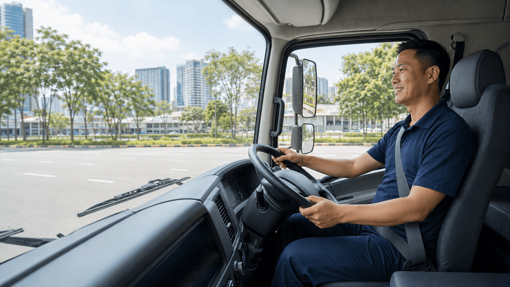 Driver at the wheel of a car in Singapore